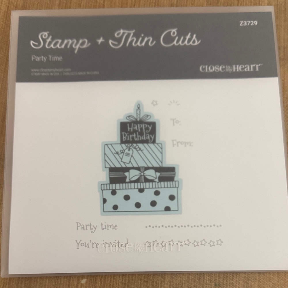 Close to My Heart 'Party Time' Stamp & Thin Cuts - Blue Accent